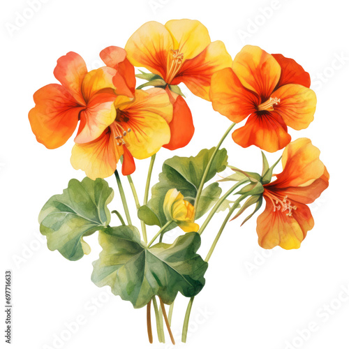Wallpaper Mural Nasturtium ,illustration watercolor Torontodigital.ca