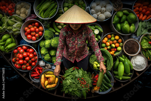Women food people vietnamese asia selling street hat seller market fresh tradition vietnam women photo