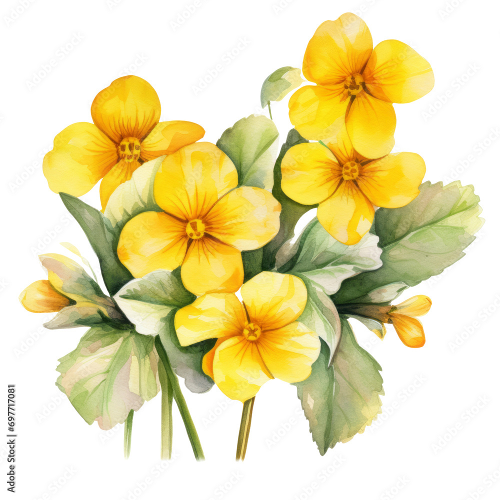 Fototapeta premium yellow Primrose ,illustration watercolor