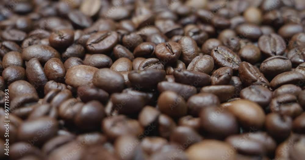 Coffee beans are roasted and fragrant. Products for a delicious drink. Coffee beans are roasted and fragrant. Products for a delicious drink.
