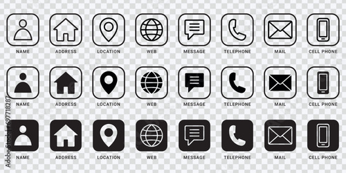 "set of contact us icons. vector illustration. Web icon set. Website icon vector eps 10"