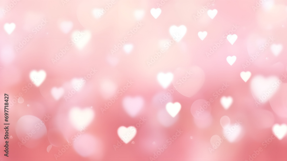 abstract blur soft gradient pink color background with heart shape and star glitter for show,promote and advertisee product in happy valentine's day collection concept