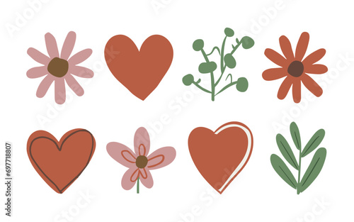Abstract floral hearts vector clipart. Valentine's day vector clipart.