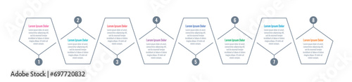 pentagon informational template. eight steps infographic template. industry, business, internet, web, annual plan and magazine infographic template