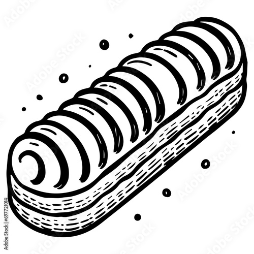 Eclairs ,Food Doodles line , Line art , hand-drawn in the style of doodles line SVG File.