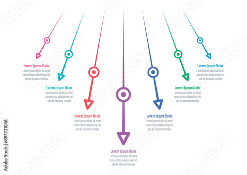 perspective arrow signs infographic template. seven options infographic template. education, business, magazine, annual report, internet information template