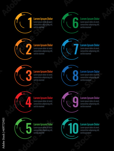 presentation, catalog, annual report, business, web information template. 1-10 numbers infographic template. technological rounds and numbers info template