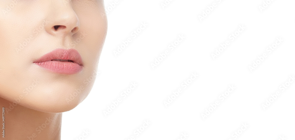 Close-up portrait of beautiful, fresh, healthy and sensual girl over white background Close-up portrait of beautiful, fresh, healthy and sensual girl over white background
