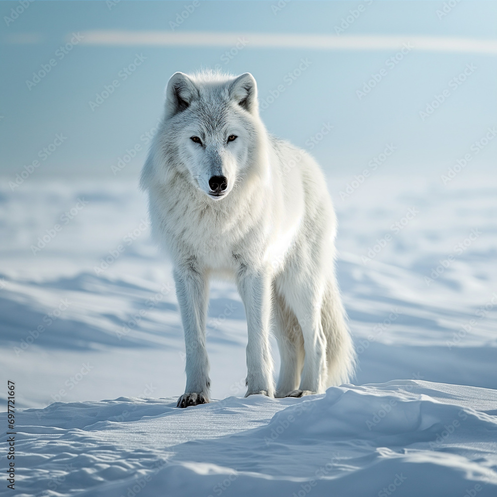 Obraz premium Arctic Wolf in Winter Wilderness