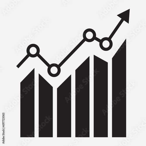 Profit growing icon. Growing bar graph icon . Progress bar.  Chart bar symbol for your web site design, logo, app, UI. Vector illustration, EPS10.