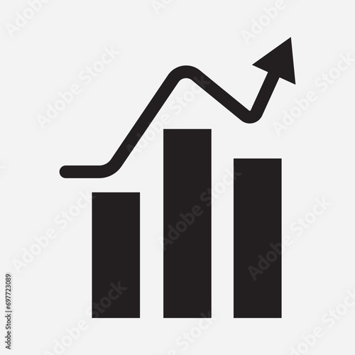 Profit growing icon. Growing bar graph icon . Progress bar.  Chart bar symbol for your web site design, logo, app, UI. Vector illustration, EPS10.