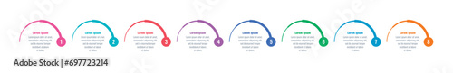 half circle infographic template. eight option informational templates. business, web, magazine, internet, annual report infographic template