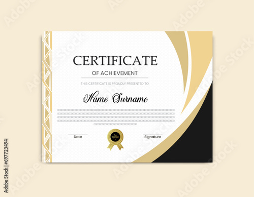 Creative certificate design. Modern business certificate design template. Appreciation & Achievement Certificate Design style with  pattern. Vector illustration