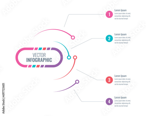 four step informational template. web, annual report, magazine infographic template. technological, scientific information template