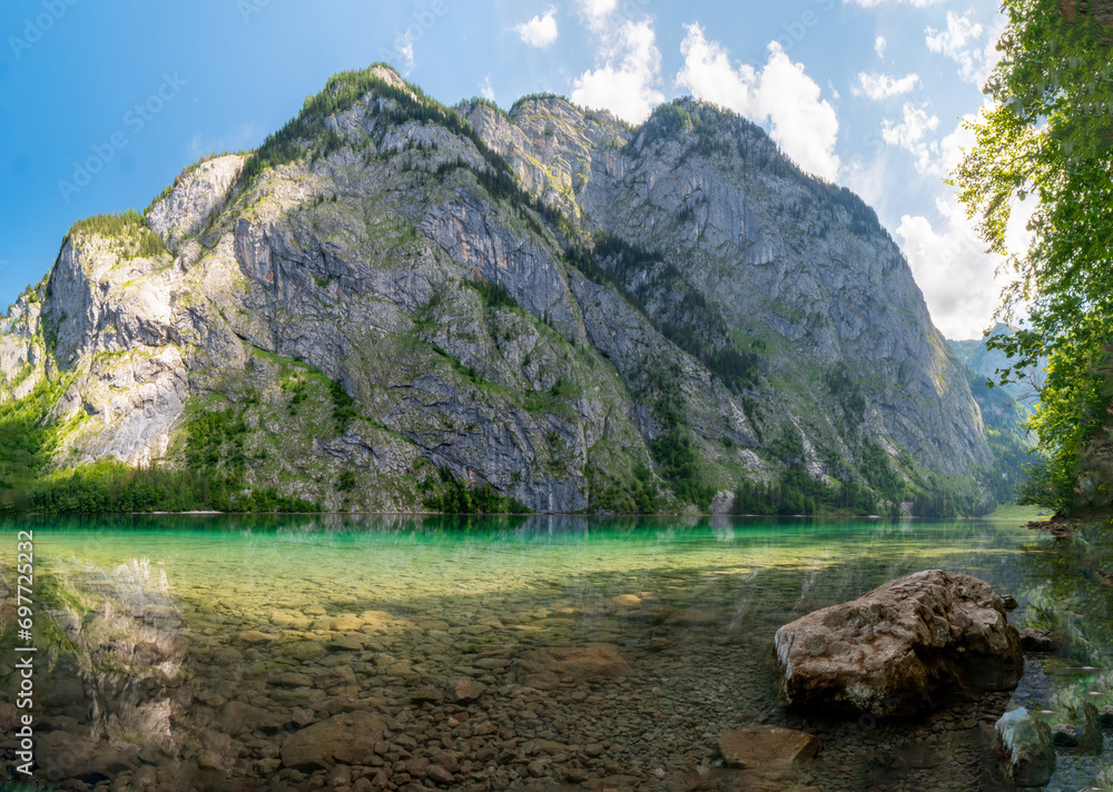 The crystal clear water of the Obersee in Berchtesgaden invite to to relax and reload all batteries The crystal clear water of the Obersee in Berchtesgaden invite to to relax and reload all batteries