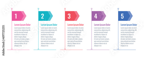 flag, pennant infographic template. five options informational template. web, internet, annual report, magazine infographic template