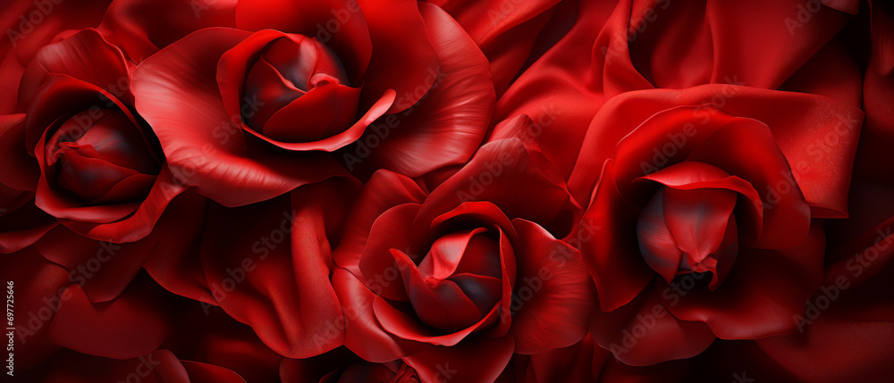 Naklejka premium Vibrant red tulips in close-up.