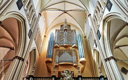 Belgium, Bruges, the organ in the Saint  Salvators Kathedral. photo