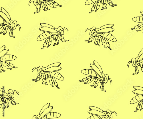 Bee, insect, animal, apiary and beekeeping, seamless vector background and pattern. Honey bee, bee-garden and apiculture, vector design and illustration