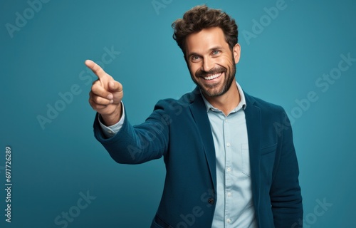 man, businessman, ai, business, generated, corporate, lifestyle, male, office, professional. confident indian businessman or corporate employee and stand poses, use finger to pointing something.