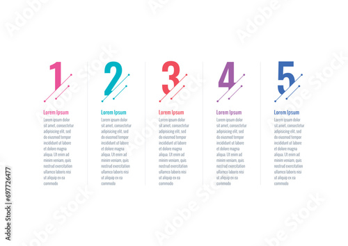 electronic technology infographic template. five options infographic template. education, business, magazine, annual report, internet information template