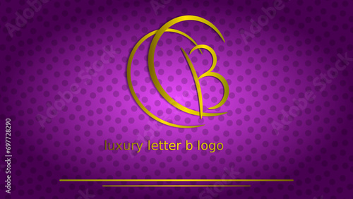 luxury golden letter b logo with purple background with dots 