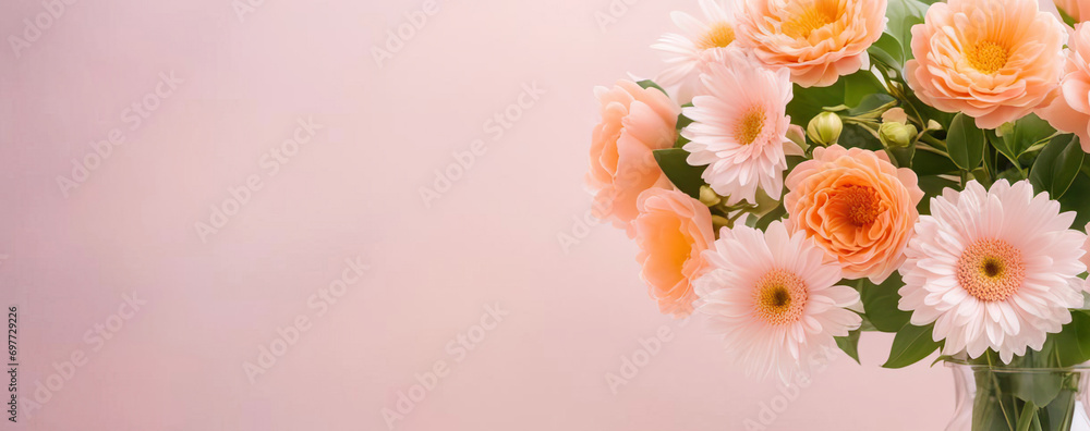 Beautiful flowers with copy space banner