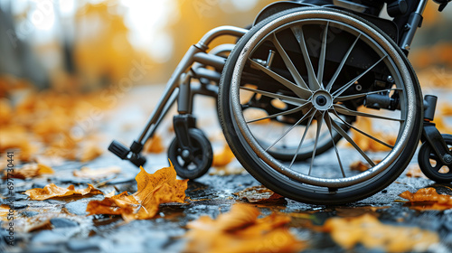 Wheelchair amidst Autumn Leaves