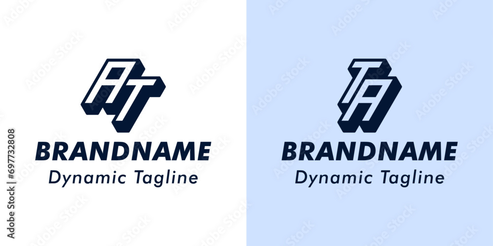 Letter AT and TA 3D Monogram Logo. Suitable for business with AT or TA initials Letter AT and TA 3D Monogram Logo. Suitable for business with AT or TA initials