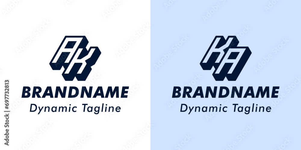 Letter AK and KA 3D Monogram Logo. Suitable for business with AK or KA initials Letter AK and KA 3D Monogram Logo. Suitable for business with AK or KA initials