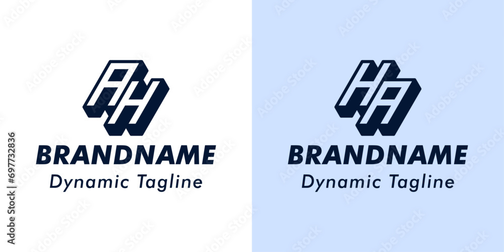 Fototapeta premium Letter AH and HA 3D Monogram Logo. Suitable for business with AH or HA initials