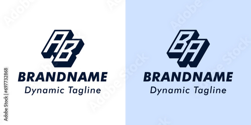 Letter AB and BA 3D Monogram Logo. Suitable for business with AB or BA initials