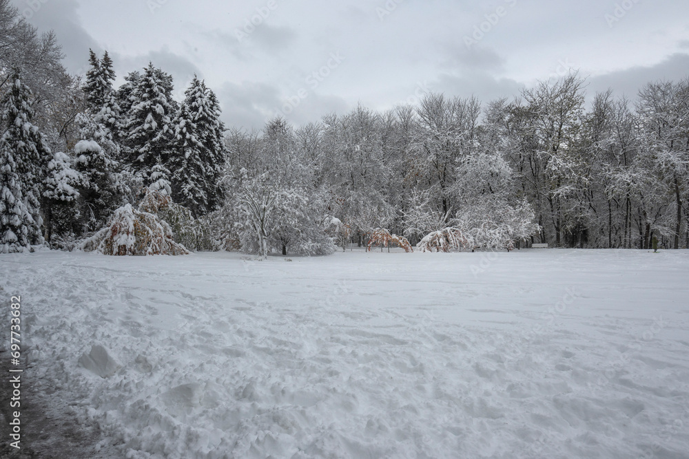 Winter view of South Park in city of Sofia, Bulgaria Winter view of South Park in city of Sofia, Bulgaria