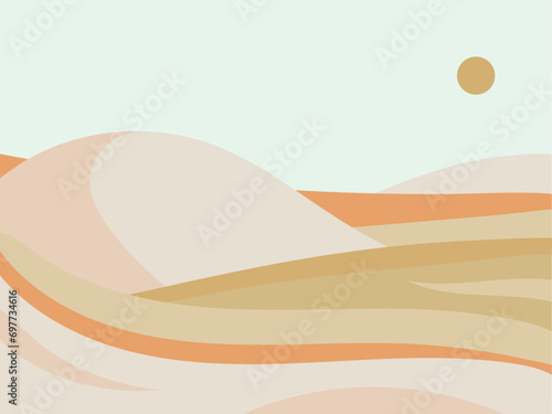 Flat vector illustration of a minimalist desert landscape