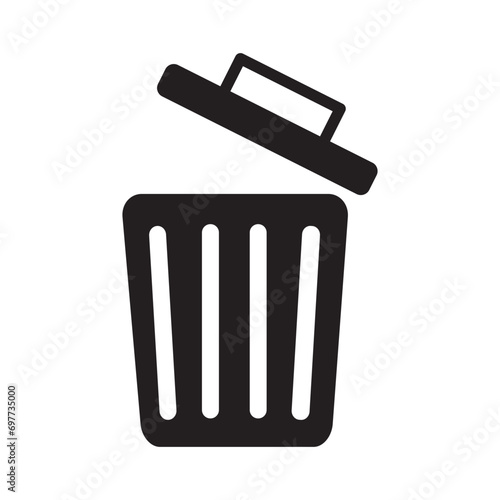 Trash can  icon symbol vector in solid  style on white background
