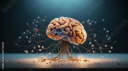 Human brain with molecular structure