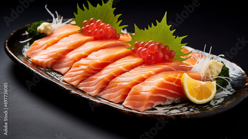 Sensory Symphony: Top-Down View of Sushi and Sashimi Perfection, Generative AI