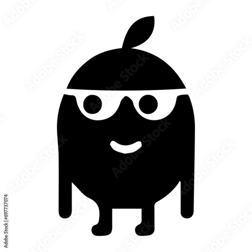 minimal Funny cartoon Character vector silhouette, silhouette, black color, white background 