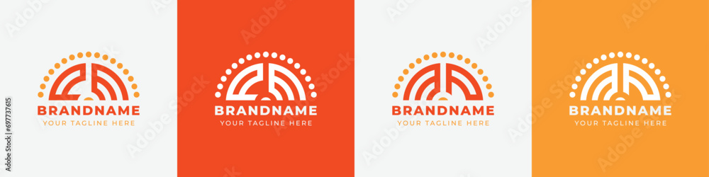 Letter MP and PM Sunrise  Logo Set, suitable for any business with MP or PM initials.