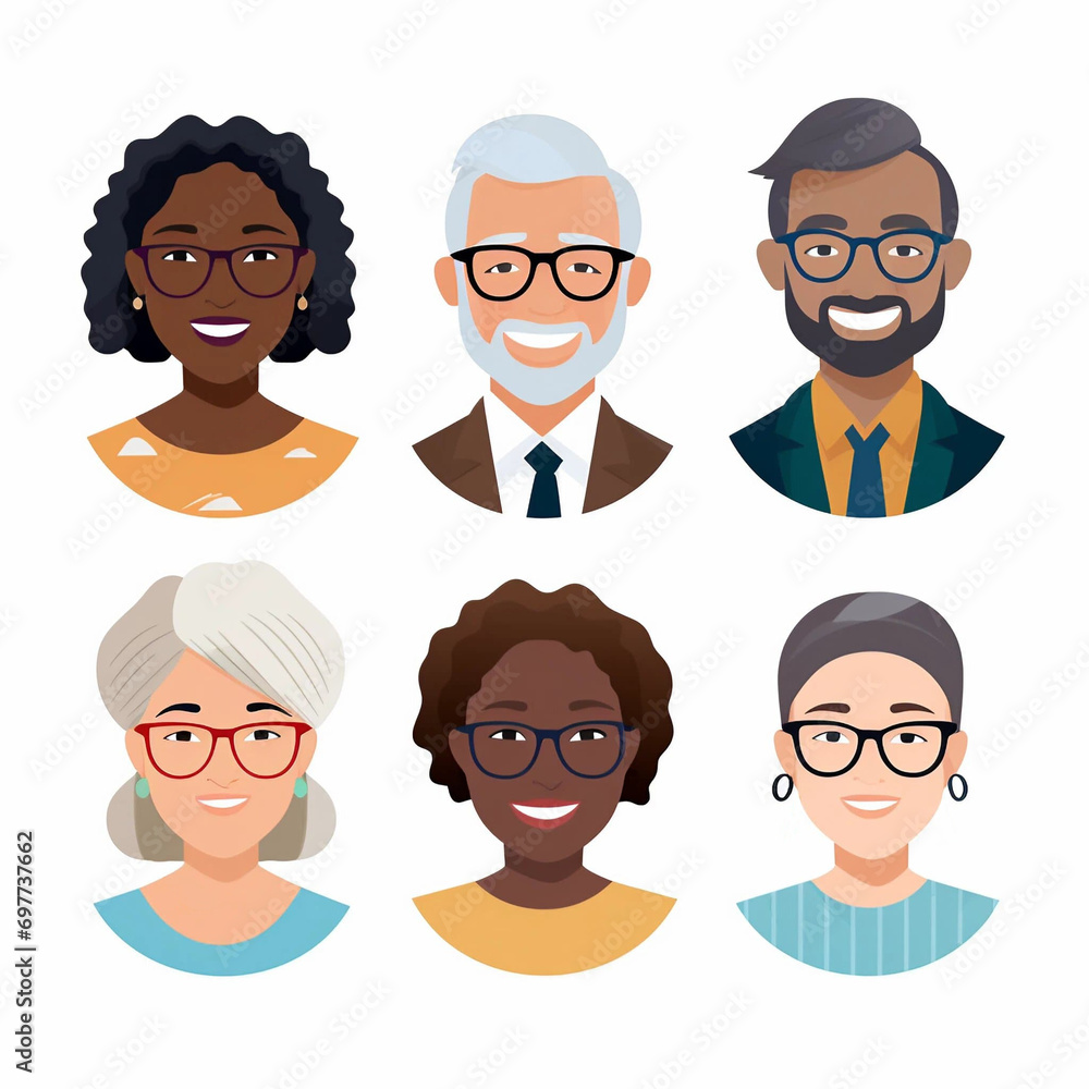 A Diverse Group of Senior Citizen Avatars A Diverse Group of Senior Citizen Avatars