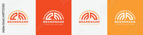 Letter MP and PM Sunrise  Logo Set, suitable for any business with MP or PM initials.