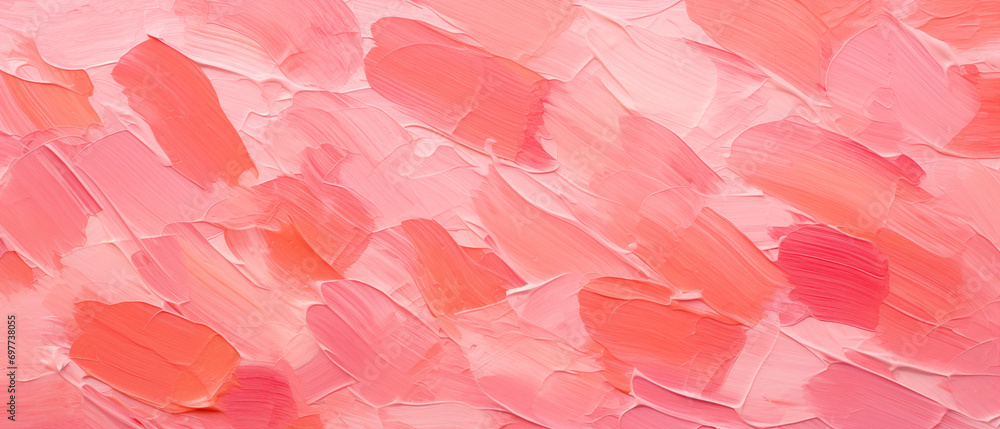 Textura parede plana com pinceladas de tinta pastosa cor de rosa - Papel de parede artístico abstrato 
