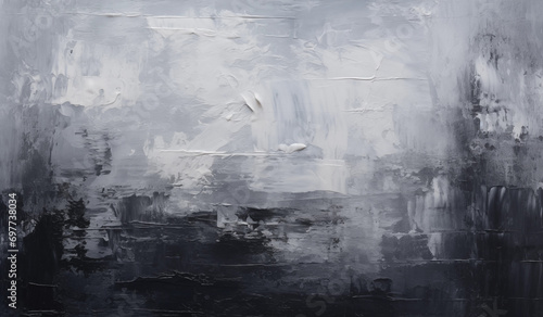 Textura parede plana com pinceladas de tinta pastosa preto e cinza - Papel de parede artístico abstrato  photo