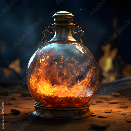 Magic Potion bottle old glass jar  super realistic 64k hyper quality