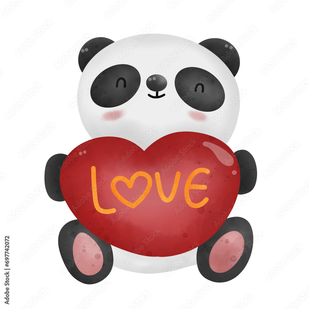 Naklejka premium panda with heart