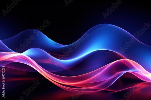 wave, line, art, curve, design, flow, motion, smooth, flowing, gradient. abstract art background image with smooth lines mystery blue color motion curve mix it middle, likes liquid via ai generate. © Day Of Victory Stu.