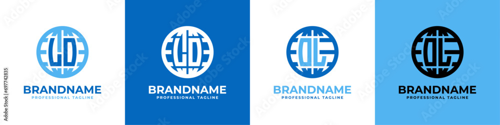 Obraz premium Letter LO and OL Globe Logo Set, suitable for any business with LO or OL initials.