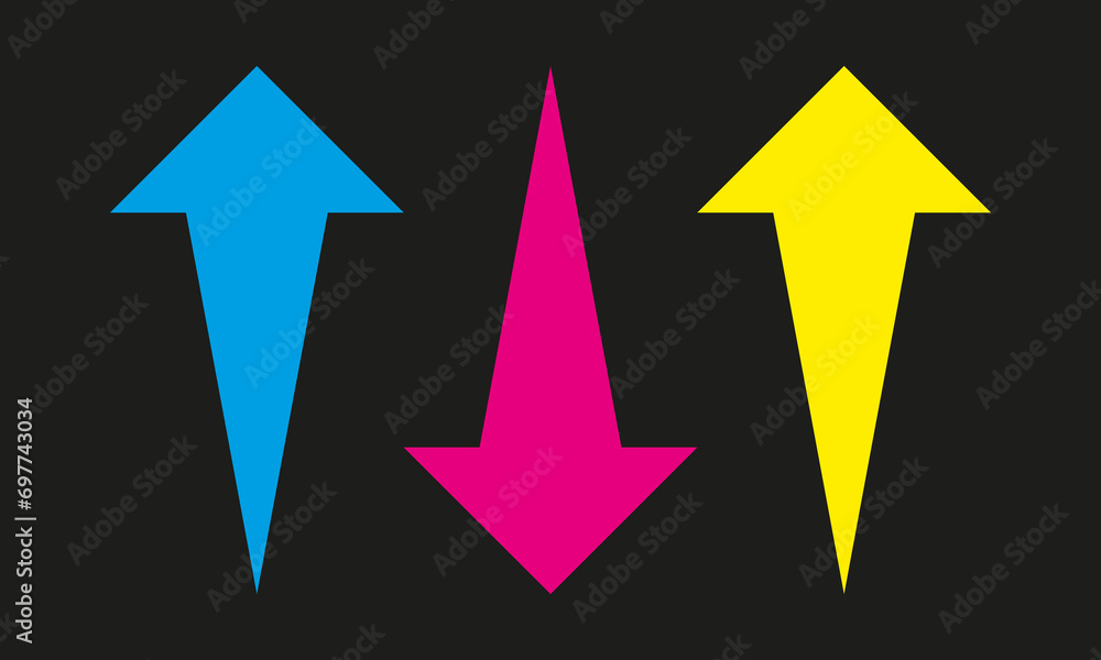 Vertical Up Down CMY Burst Arrows Vertical Up Down CMY Burst Arrows