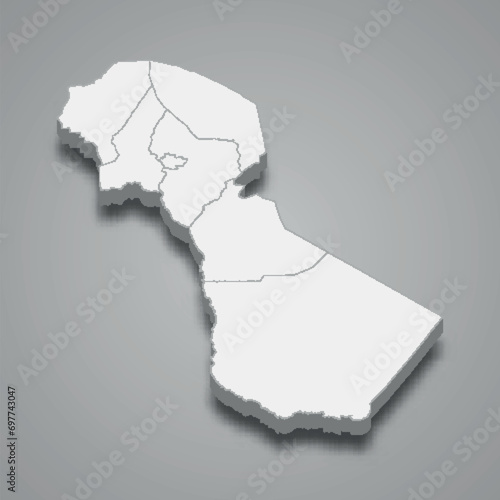 3d isometric map of Kilimanjaro is a region of Tanzania