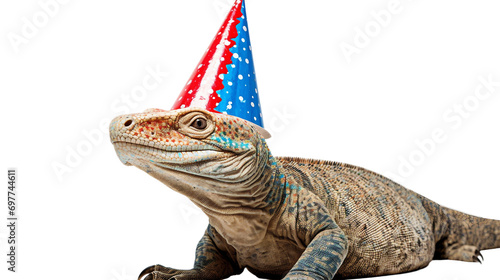 Party-Ready Komodo Dragon Isolated on a transparent background